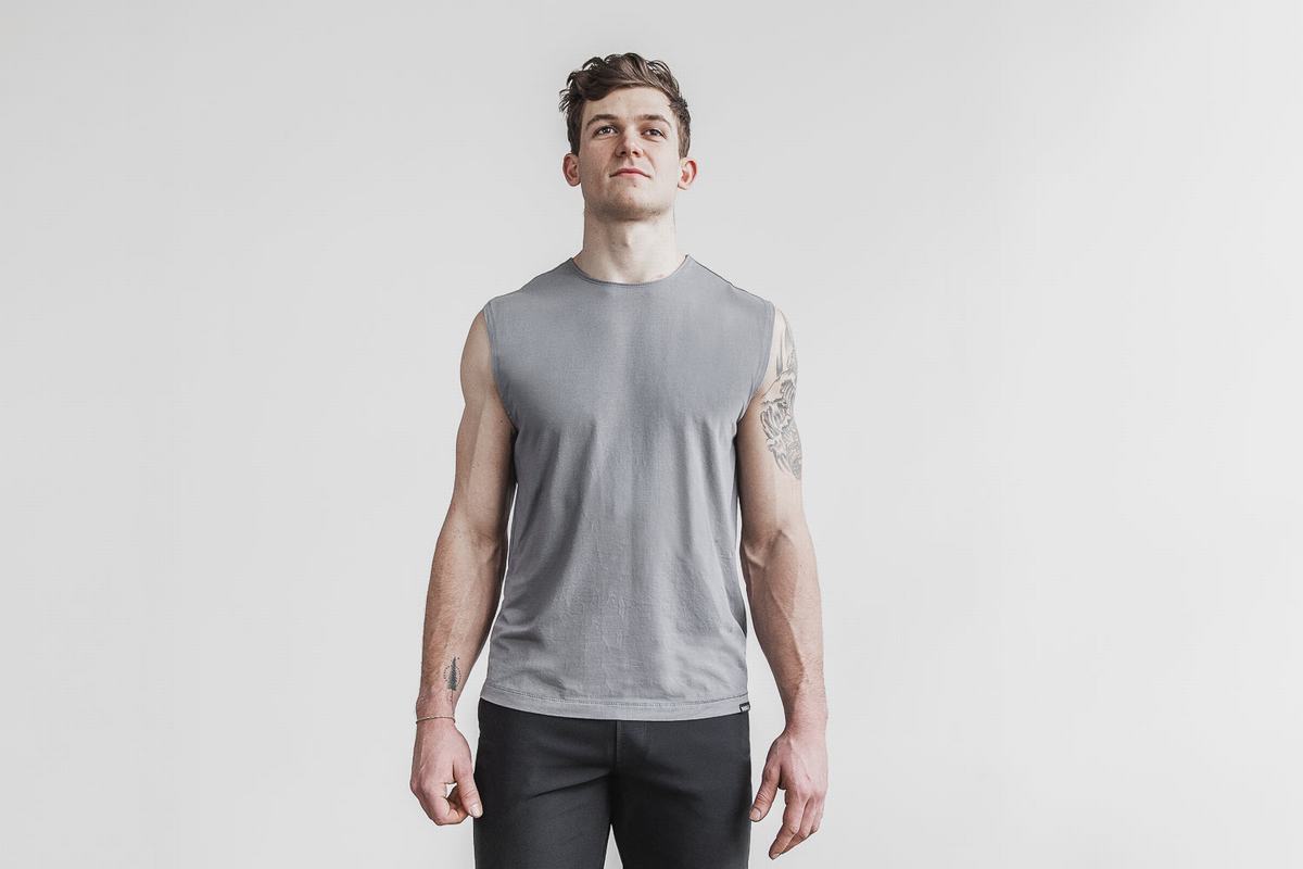 Nobull Lightweight Sleeveless Men's T Shirts Dark Grey | Australia (PR2430)